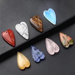 1Pcs Heart Shaped Pendant Natural Semi Precious Stone Charm Clear Quartz Charms for Making DIY Necklace Earrings Jewelry