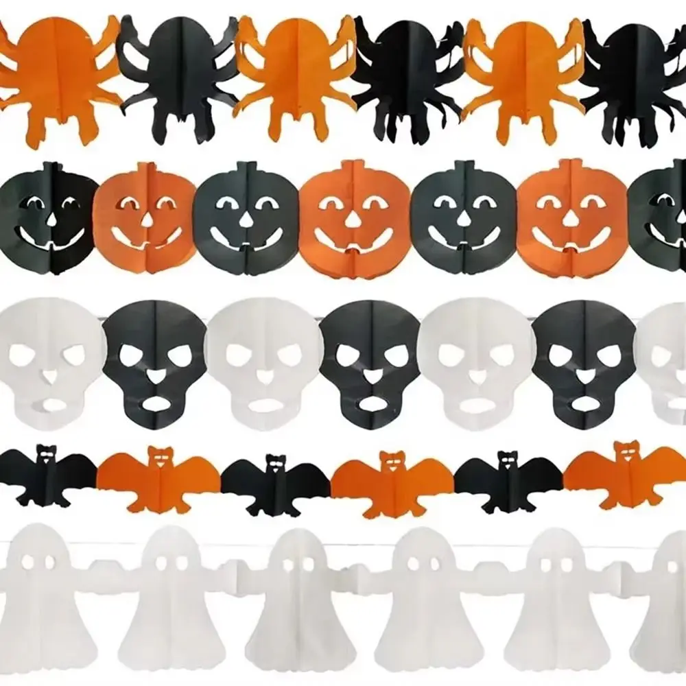 Honeycomb Paper Halloween Hanging Garland Pull Flower 3 Meter Halloween Party Banner Hanging Type Spider Pumpkin
