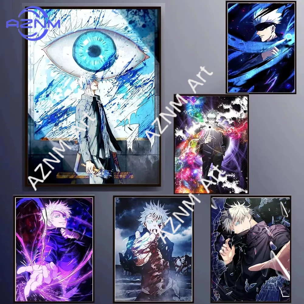 Japanese Anime Jujutsu Kaisen Satoru Gojo Prints Poster Canvas Painting Modern Wall Art Pictures Living Room Bedroom Home Decor