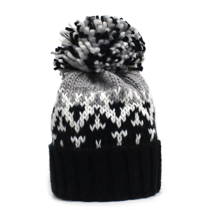 2024 Autumn and Winter Acrylic Geometric Thicken Knitted Hat Winter Warm Hat Skullies Cap Beanie Hat for Men and Women 192