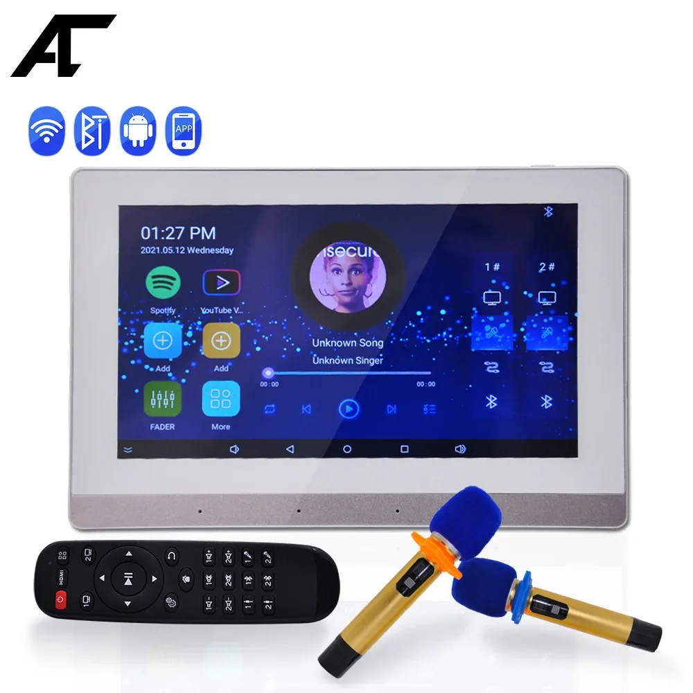 

Karaoke 7 inch Wall Amplifier Home Theater Bluetooth 8 Channel*25W Music Panel WiFi Android Amp with Free Microphone Restaurant