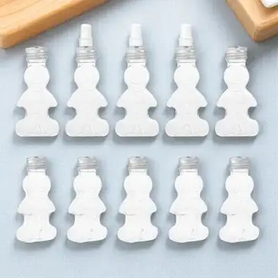 

10pcs Gingerbread Man Plastic Bottle Empty Water Bottle For Milk Tea Juice Portable Airtight Candy Jar Christmas Themed