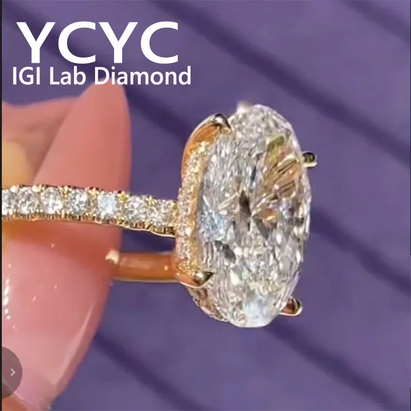 1 2 3 4 5Ct DEF/VS VVS Oval Cut CVD HPHT Lab Grown Diamond Unique Wedding Diamond Ring 14K Gold Ring IGI Certificate ﻿
