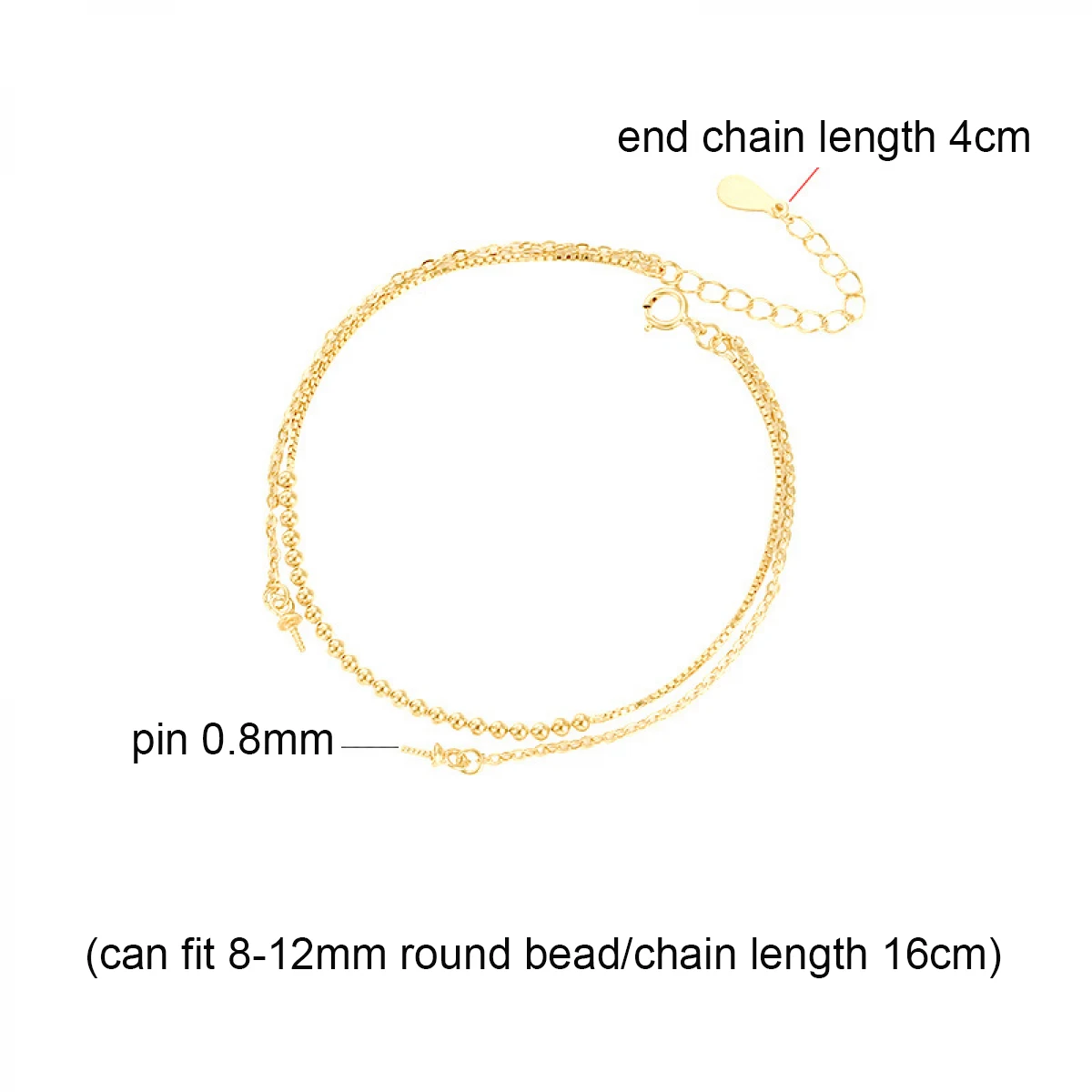 925 Silver Minimalist Bracelets Connection fit 8-12mm Round Drill Beads  Fashion Charm Chain For Women DIY Jewelry Making