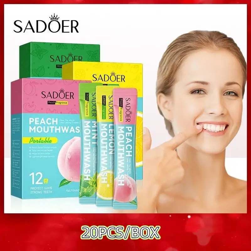 

SADOER 20 шт. Освежающий ополаскиватель для полости рта с лимонным вкусом для отбеливания зубов, освежения дыхания и очистки межзубных промежутков