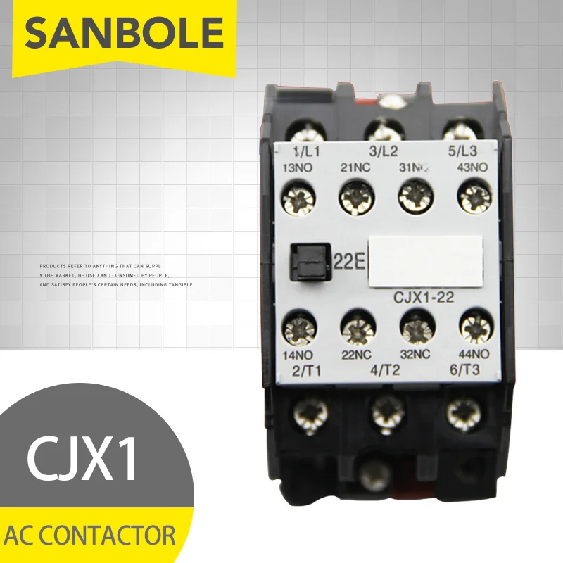 CJX1-22/22 3TB43 AC contactor DIN Rail Mounted 2NO 2NC 24V/36V/110V/220V/380V 22A 50HZ/60HZ