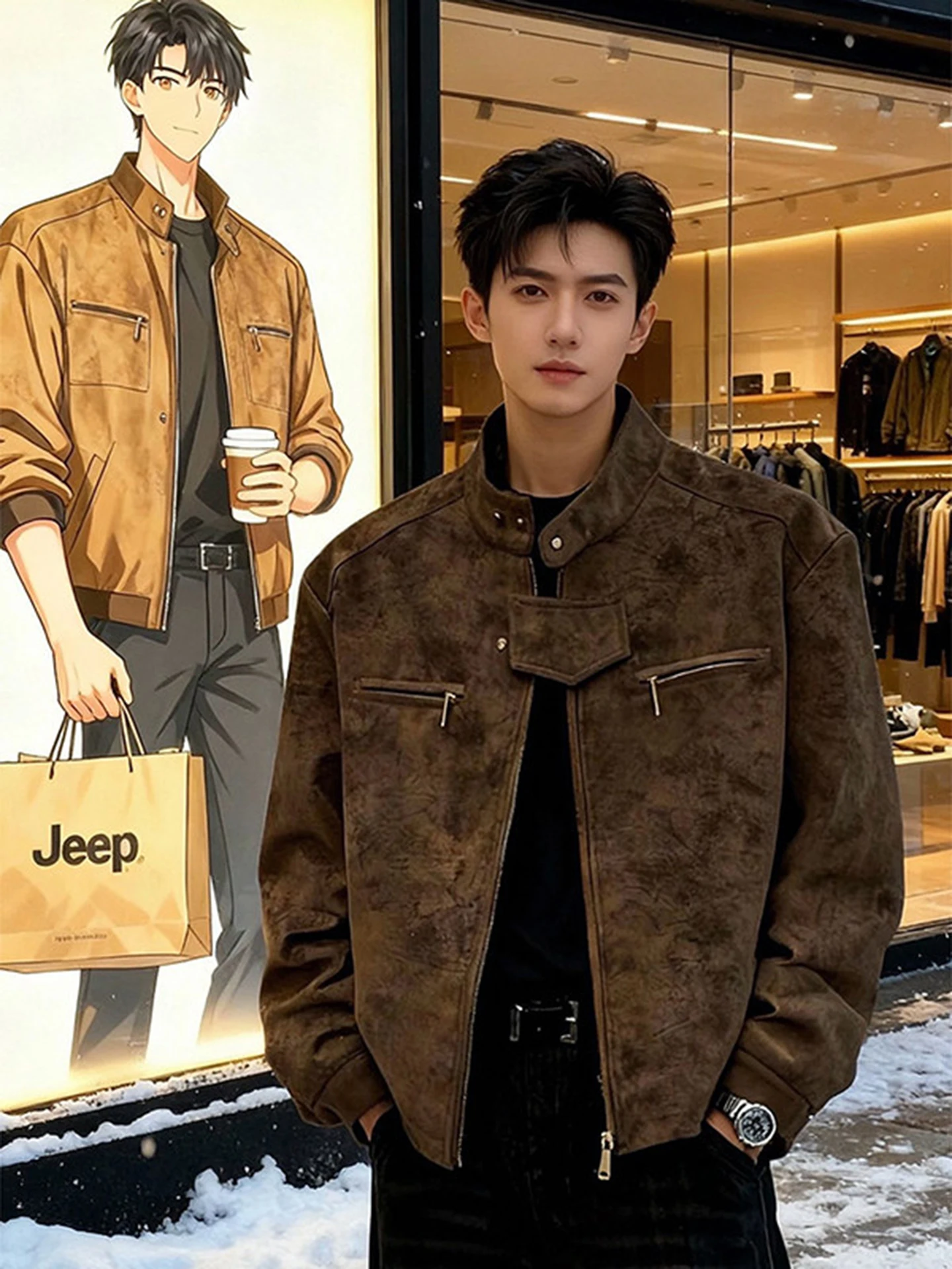 

Мужская кожаная куртка Cé Brown American Dyed Leather Jaet, весенняя, премиум-класса, приталенного кроя, в бейсбольном стиле, свободного кроя, с длинными рукавами, на молнии.