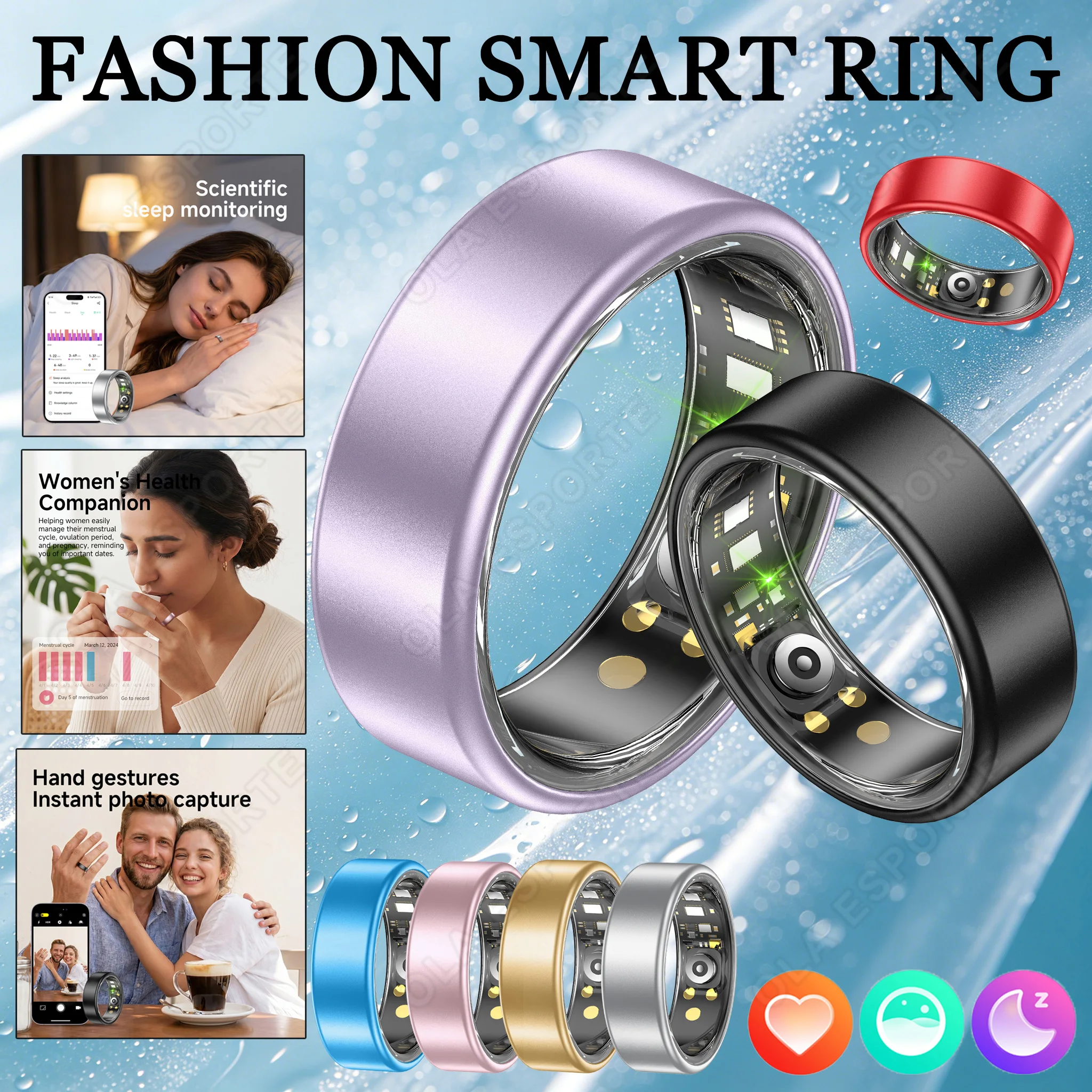 R10 Smart Ring with Charging Case for Men Women, Health and Sleep Monitor, 5ATM Waterproof, Multi-sport Mode, Smartring 2026 New