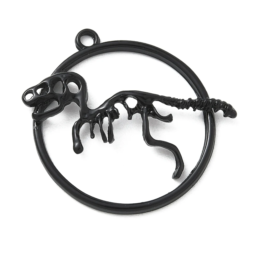 60pcs Black Alloy Dinosaur Skeleton Charms Open Frame Fossils Pendants for DIY Necklace Bracelet Jewelry Making Craft Supplies