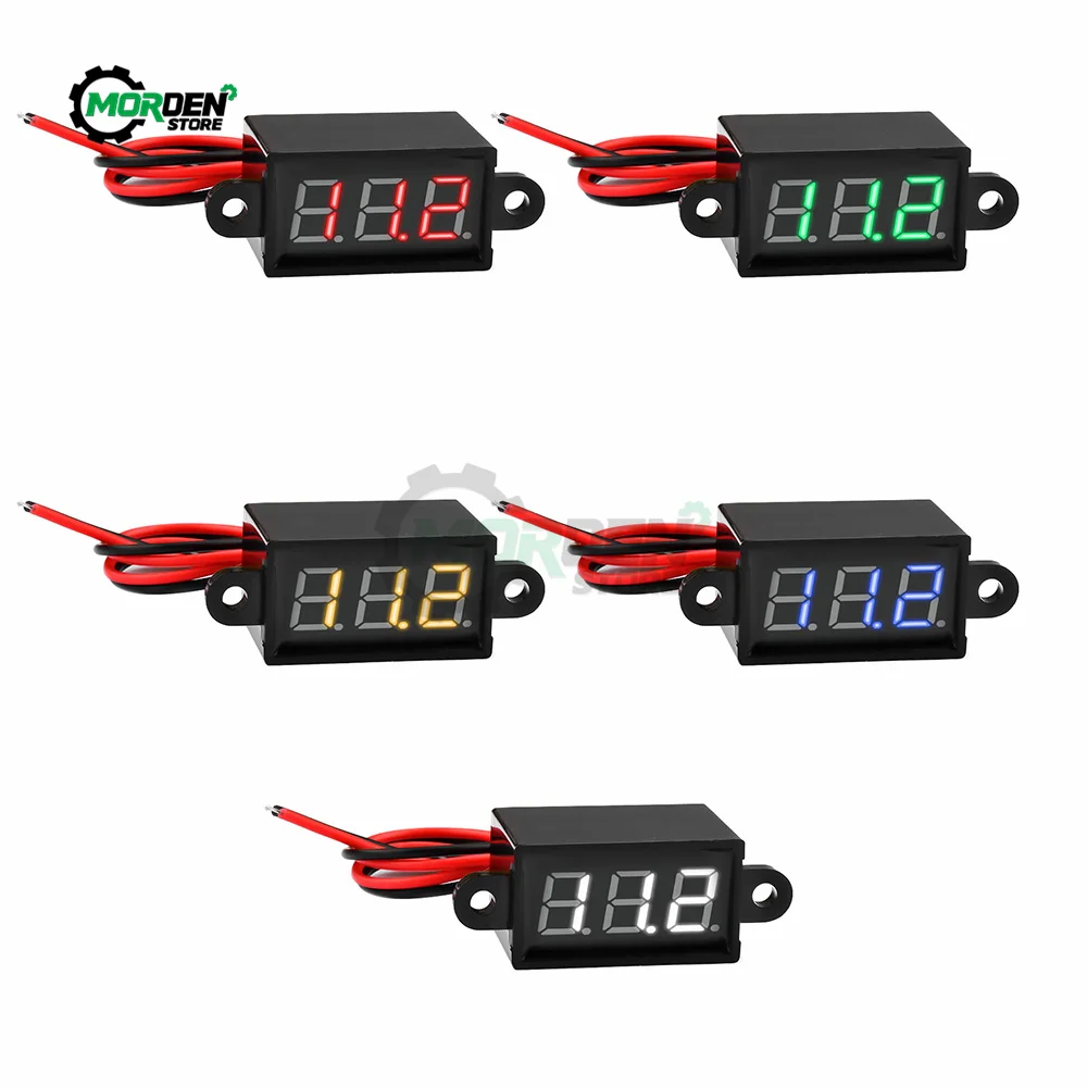 FS028 Waterproof Digital Voltmeter DC3-30V Voltage Tester  0.28-inch LED 3-digit Tube Two-wire Meter for Motor Vehicle