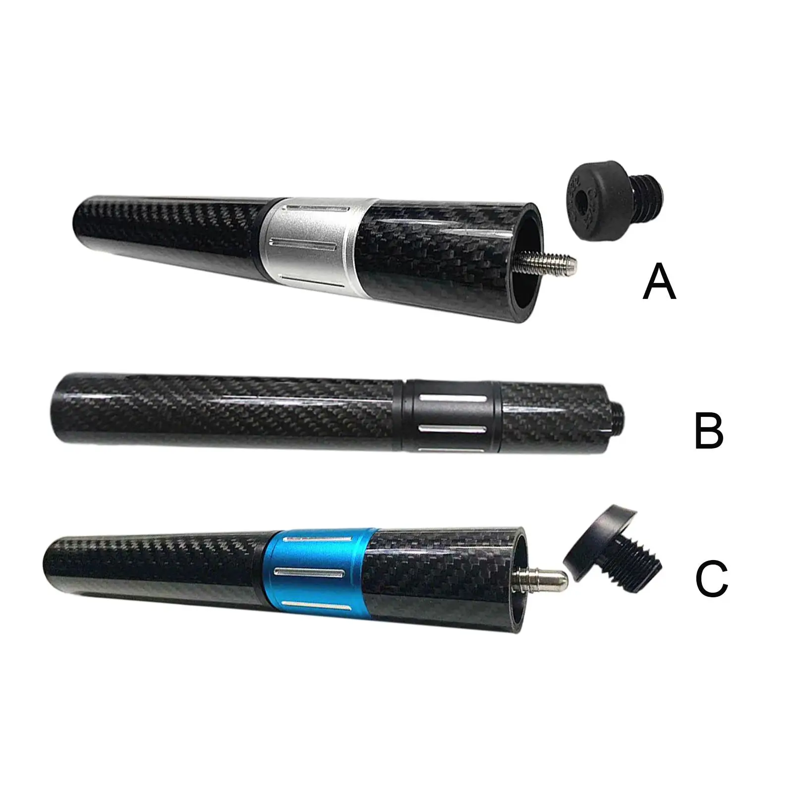 Pool Cue Butt End Extender Carbon Fiber Billiard Light Weight Lengthen Tools