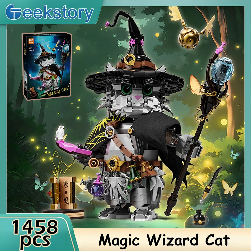 

1458PCS Wizard Cat Magic Animal Building Blocks Model Set Movable Joints Creative Educational Toy Magic World Assembly Toy Gift