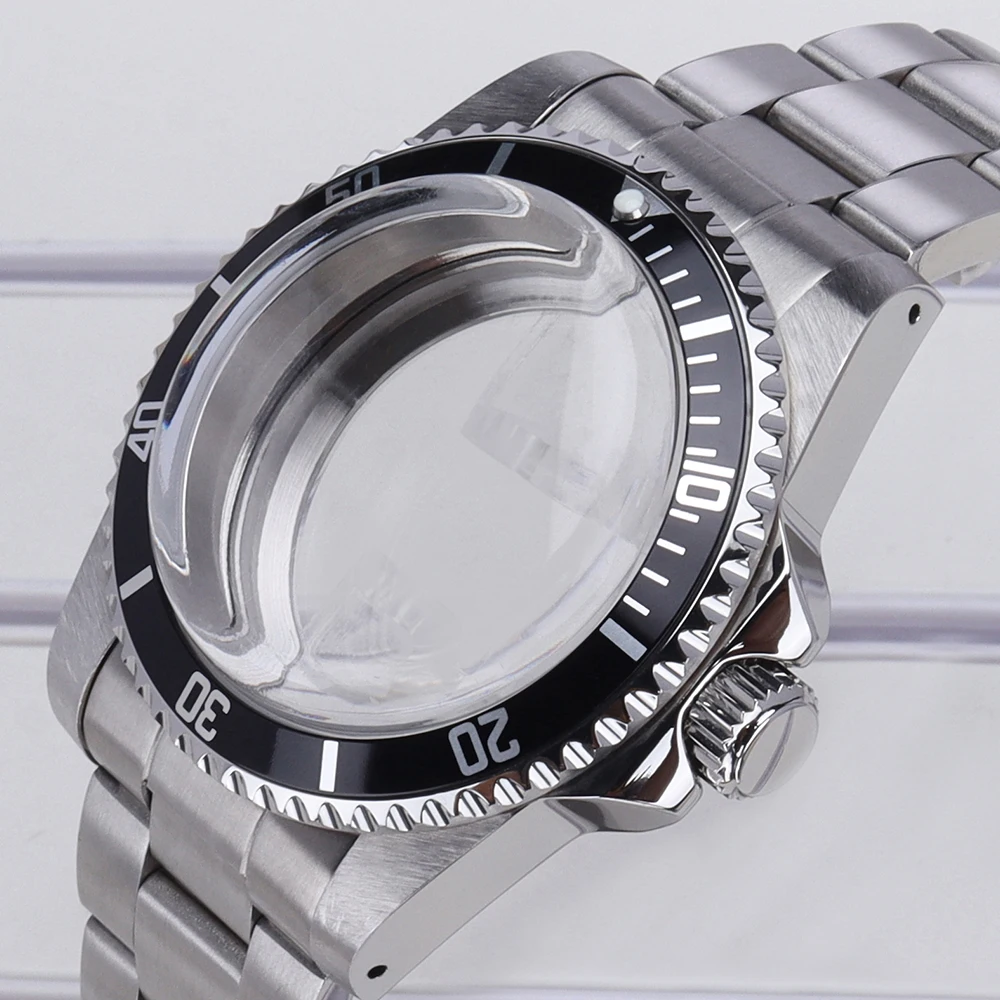 38mm Edelstahl-Uhrengehäuse mit gewölbtem Acrylglas für Retro Submariner NH35 NH36 NH34 4R36 Uhrwerke, einseitig drehbare 120-Klick-Funktion – Detail 2