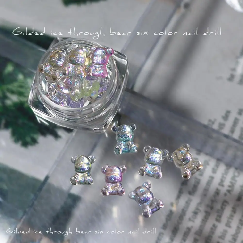 50ชิ้น/เซ็ตสไตล์ตกแต่งเล็บเคลือบเงา Mini ตกแต่งเล็บการ์ตูนหมี Art Rhinestone อุปกรณ์เสริม