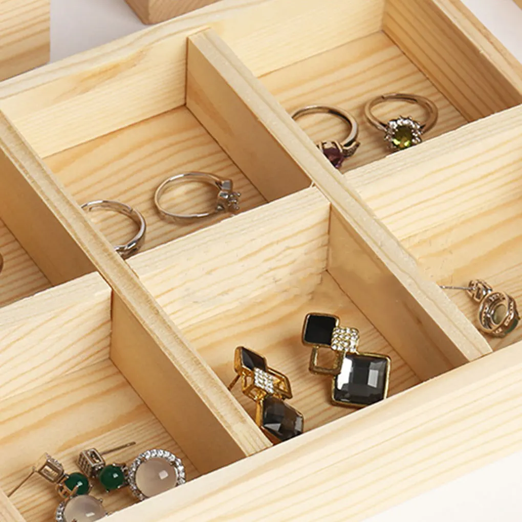 Tray Wooden Boxes Jewelries Display Organizer Earrings Necklace Storage Pendant Fashionable Shelf Showcase Gift