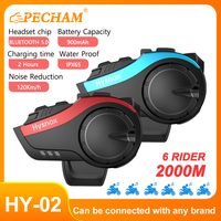 Motorcycle Helmet Intercom Headset BT5.0 IP65 Waterproof Noise Reduction For 6 Rider 2km Communication Intercom 900mAh MP3 GPS