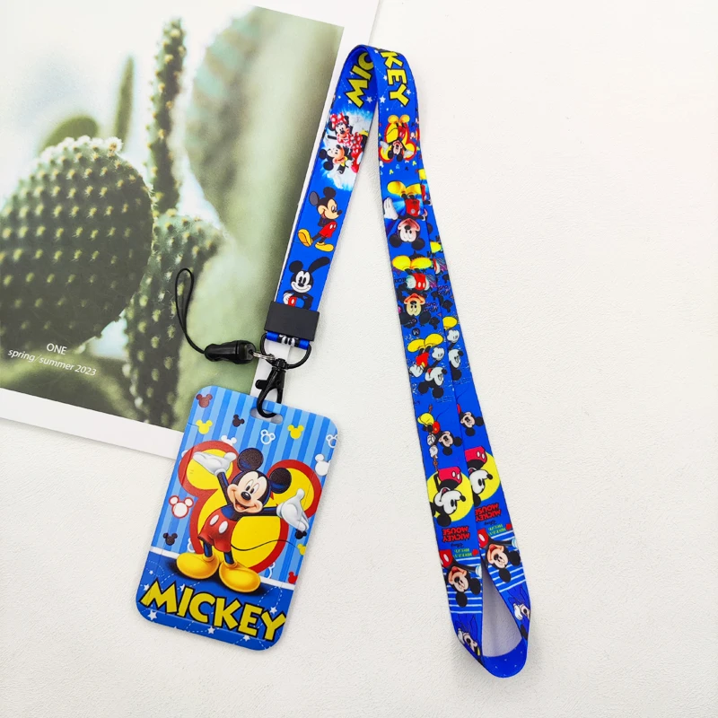 น่ารัก Disney Mickey Mouse ID Badge ผู้ถือบัตร Lanyard หญิงประตูกรณีสายคล้องคอผู้ถือบัตรเครดิตข้อมูลประจําตัวอุปกรณ์เสริม