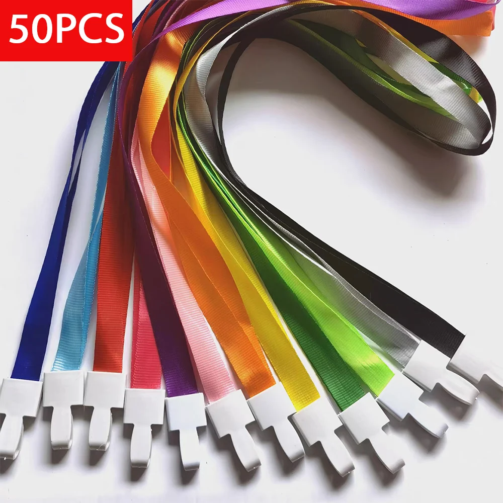 

50 Pcs Nylon Hanging Neck Strap Plastic Clip Lanyard Neck Hang Rope for ID Name Card Badge Holder Wholesale of Office Supplies