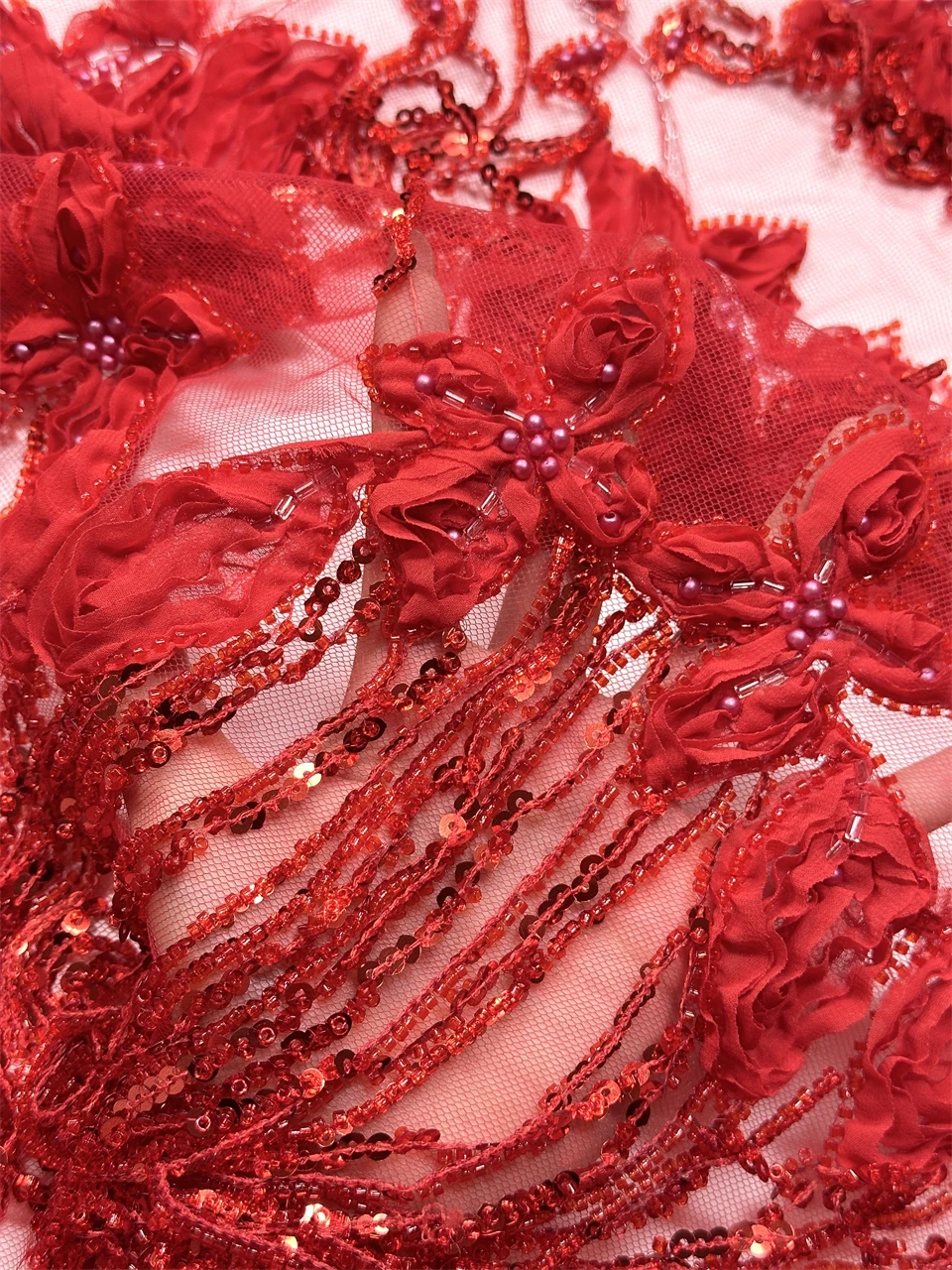 قماش دانتيل شبكي أفريقي ثلاثي الأبعاد للنساء، ترتر فرنسي مطرز، فساتين حفلات وردية، جودة عالية، 5 ياردات، 2026