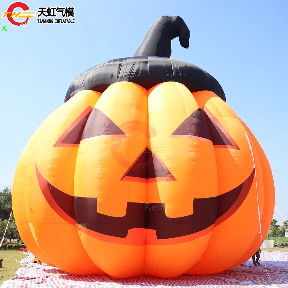 12x11m Smile Ghost Face Giant Inflatable Pumpkin Balloon for Yard or Park Halloween Outdoor Decoration