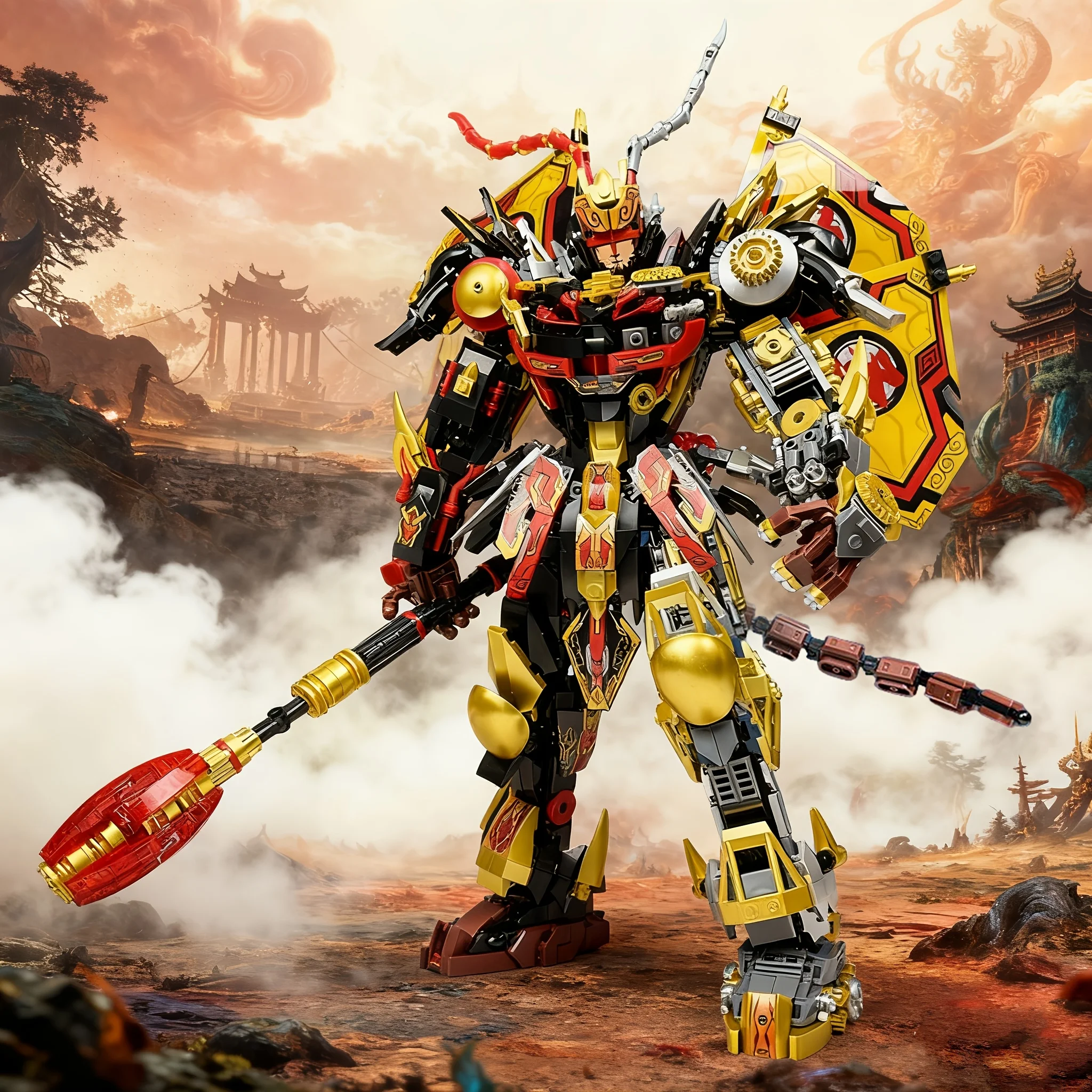 

Wukong Hero Warrior Great Sage Equalling Heaven Chinoiserie Mecha Model Kit Flexible Joints Collectible Display Building Blocks