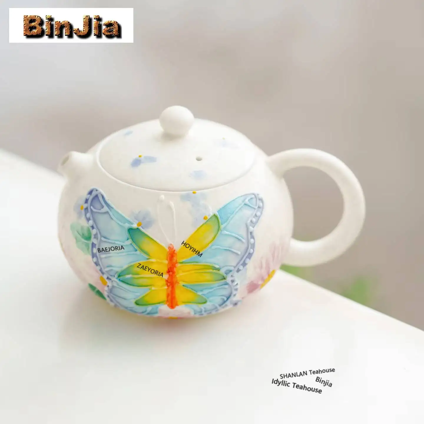 160ml Hand Painted Butterfly Teapot Creative Tea Infuser Pot Tea Maker Kettle With Ball Hole Tea Items Accessories Decoration