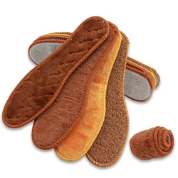 Semelles intérieures chauffantes en peluche épaisses pour hommes et femmes, coussinets thermiques, baskets, bottes, chaussures chaudes, hiver, 1 paire