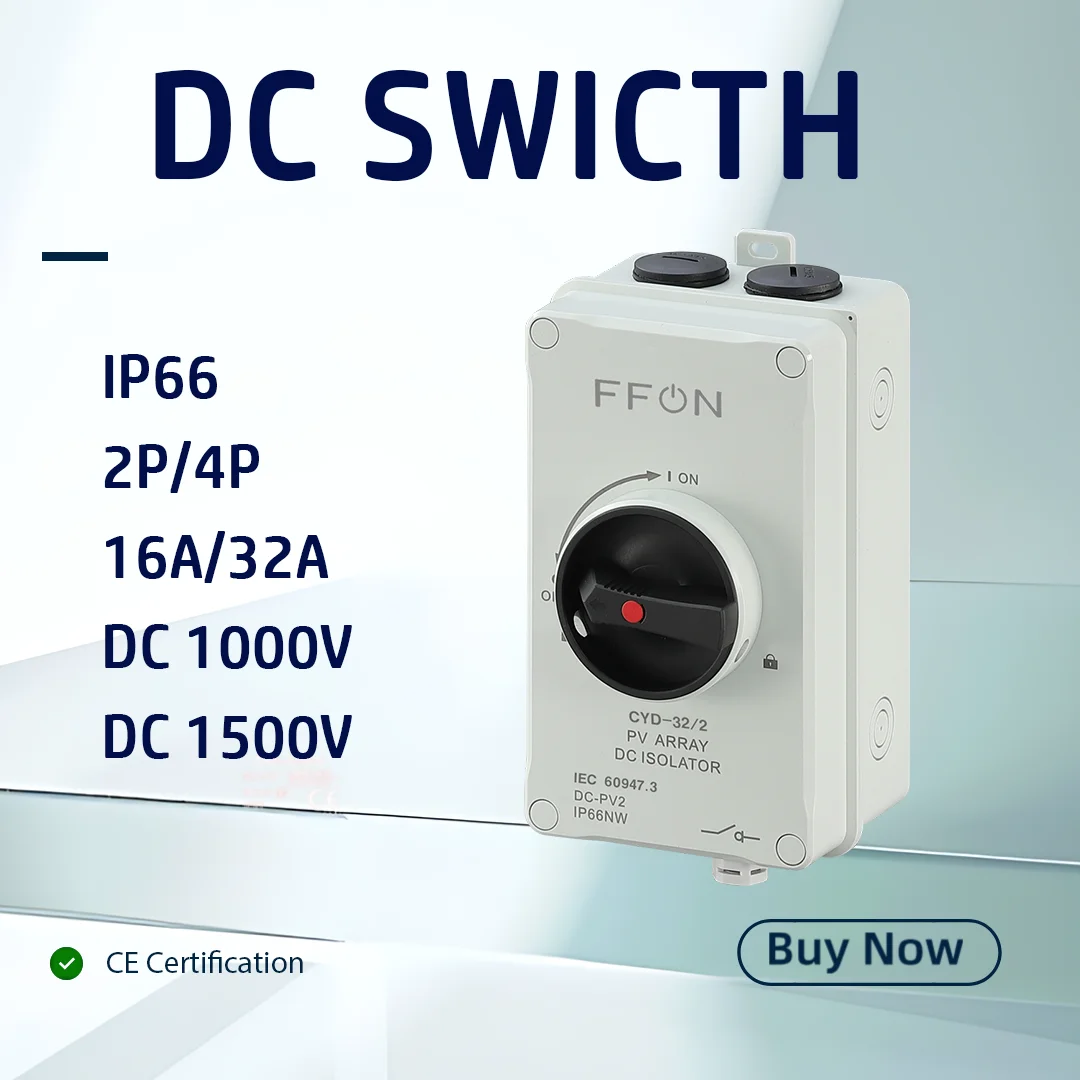 PV DC 1200V 16A 32A Solar Rotating Handle Isolator Rotary Switch Disconnector Waterproof For Outdoor