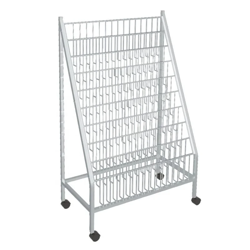 custom.White Metal Wire Magazine Rack Display Stand with Easy Installation Retail Shops & Libraries