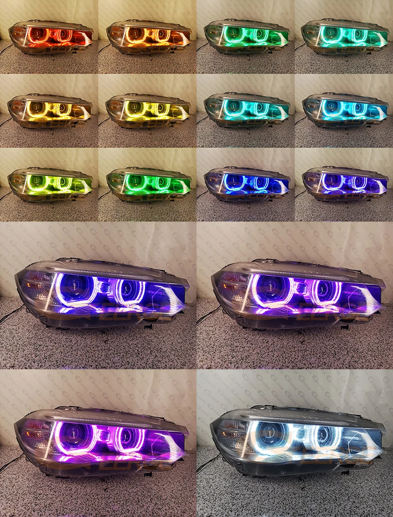 For BMW X5 X6 F15 F16 F85 F86 2014 2015 2016 - 2019 Bluetooth APP Multi Color Crystal DTM Style RGB LED Angel Eyes Halo Rings