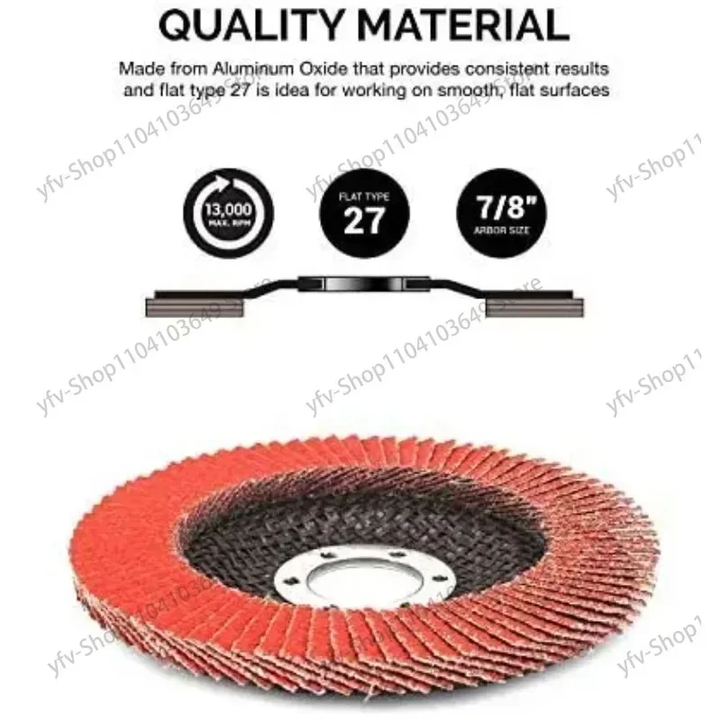 4.5 Inch Ceramic Aluminum Oxide Flap Disc Durable Red 115*22mm Abrasive Tools  for Polishing Metal,Stainless Steel,Bronze