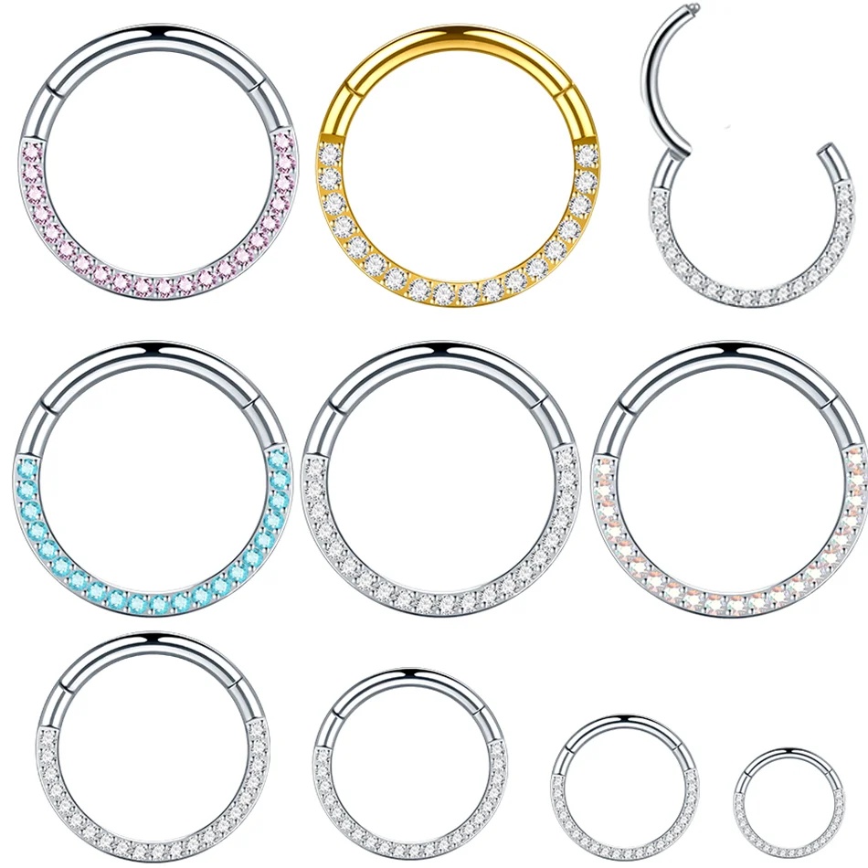 1pcs Surgical Steel Zircon Hoop Earrings for Women 6/8/10/12mm Cartilage Small Helix Piercing Tragus Piercing Jewelry