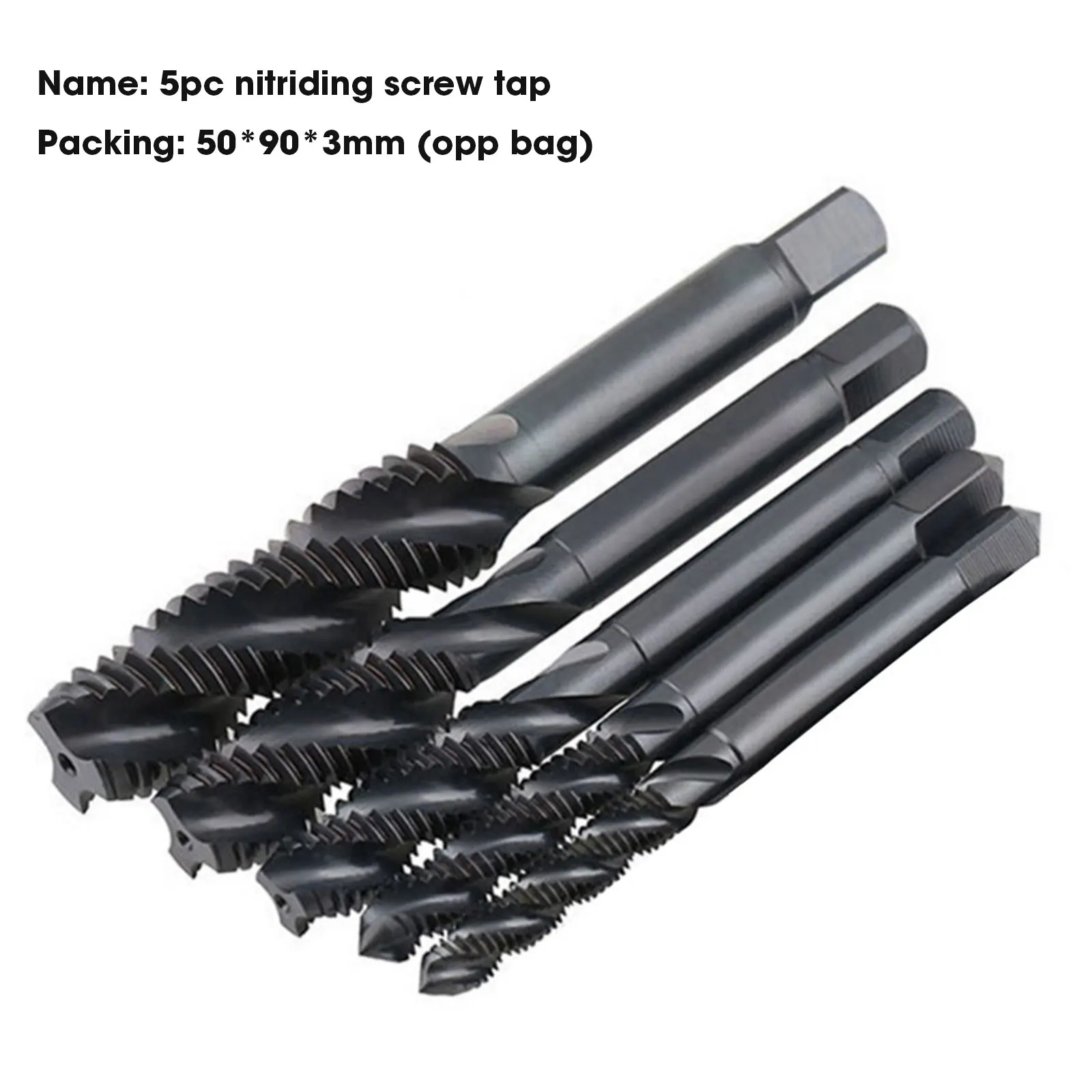 5pcs High-speed Steel 6542 Nitrided Spiral Groove M3-M8 Machine Tap Set Thread Tapping and Easy Chip Removal Tool