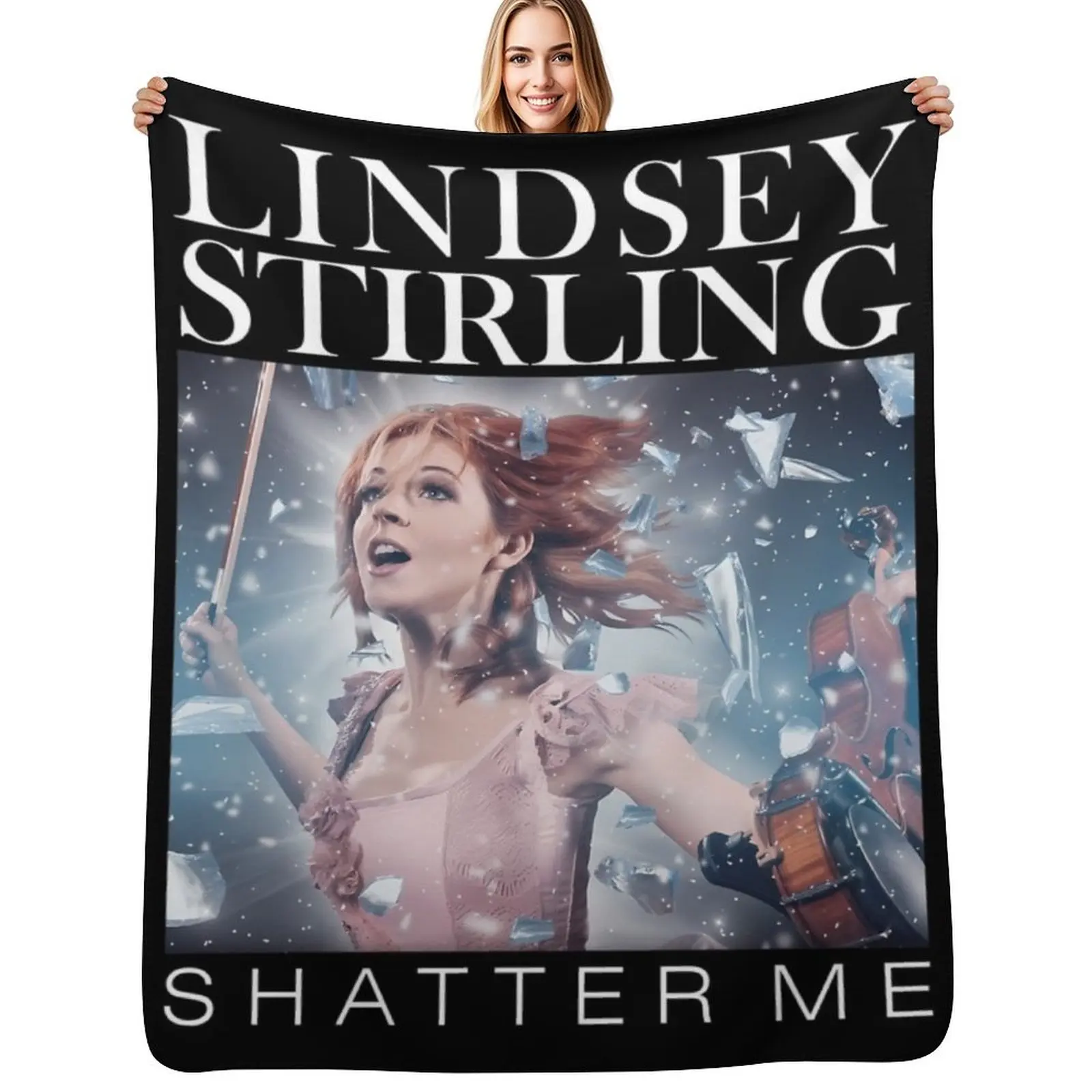 LINDSEY STIRLING Throw Blanket Furry Flannels Decorative Sofa Multi-Purpose Hairys Designers Blankets