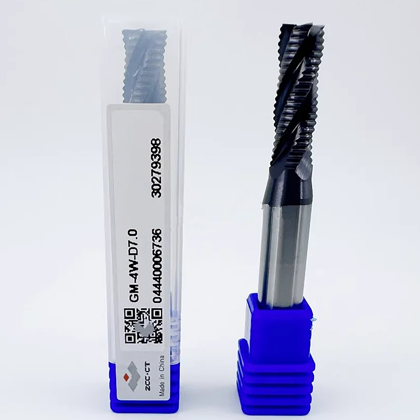 GM-4W-D7.0 ZCC.CT GM-4W 4 Blade Straight Shank, Flat Head, Wavy Edge End Mill, D7.0*8*20*60 4F 4T, Roughing End Mills
