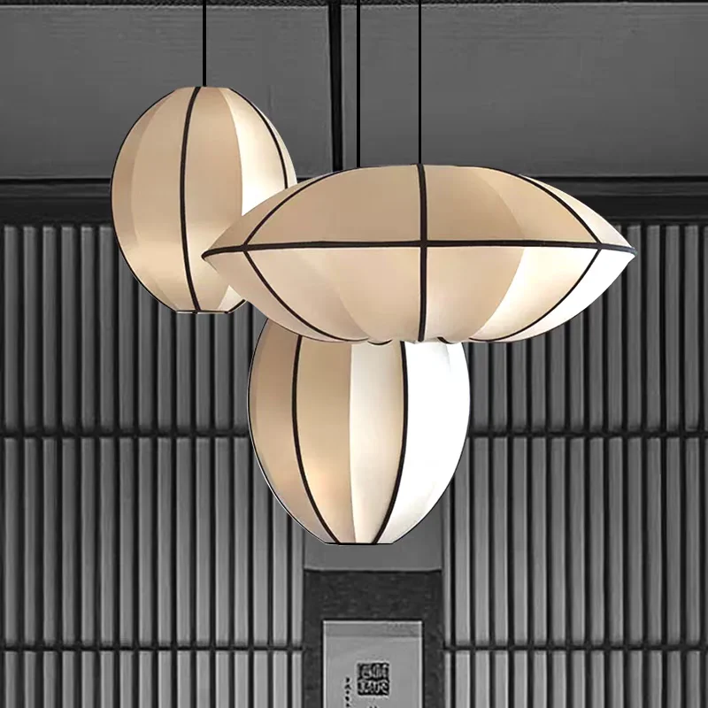 

Japanese Style Vintage Fabric Chandelier Silk Lantern Lighting for Bedroom Living Room Restaurant Artist Decoration Home Fixture