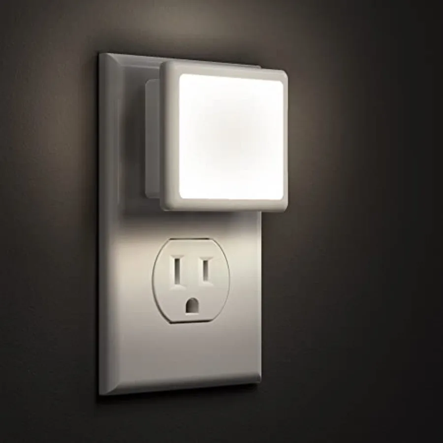 

Night Lights Plug into Wall 2-Pack, 0.3W Plug in Night Light, Dusk to Dawn, Daylight White Bright Nightlight Auto-On/Off for Ad