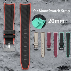 Omega X Swatch 용 스트랩 Seamaster 300 곡선 엔드 용 MoonSwatch 롤렉스 20mm 용 퀵 릴리스 실리콘 시계 밴드 팔찌