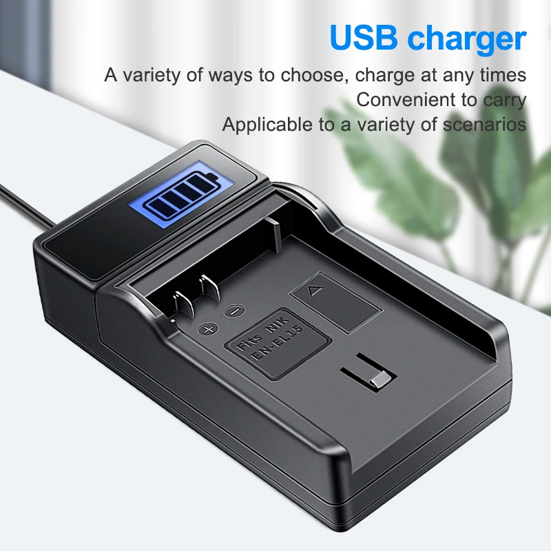 HQIX for Nikon D800E D7100 D850 D610 D600 D7200 D780 1 V1 ZR Camera EN-EL15b Charger Battery