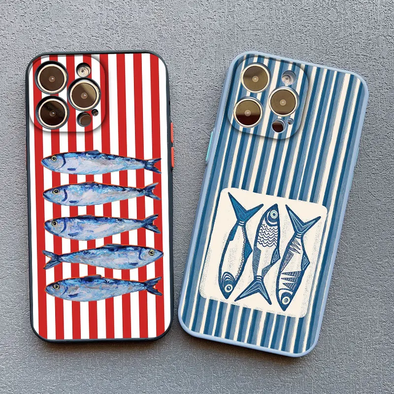 الملونة السردين جراد البحر الأسماك المحيط الحيوان لتقوم بها بنفسك جراب هاتف آيفون 15 16 14 برو ماكس زائد 13 Mini 12 11 برو ماكس XR XS X SE غطاء #3