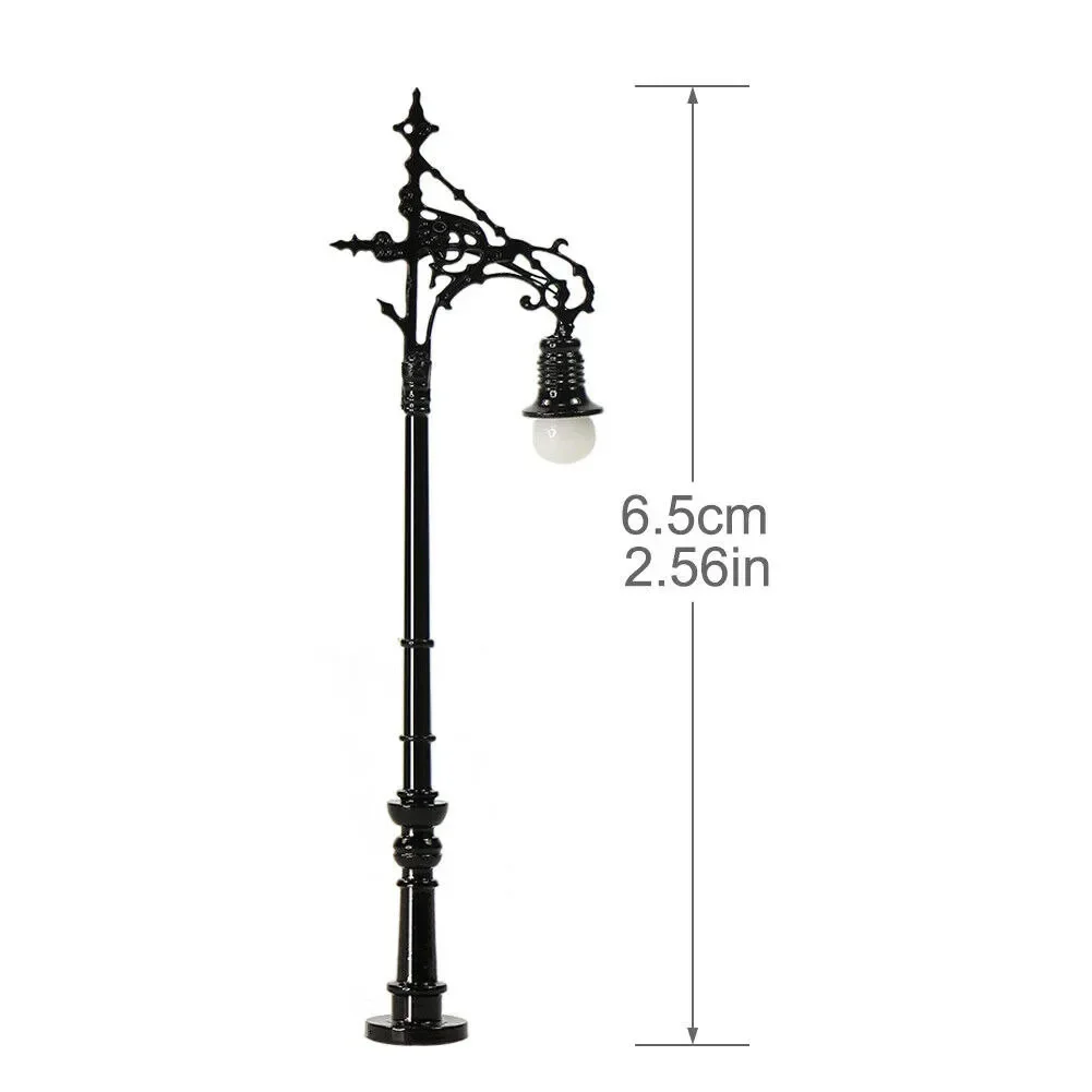 N Gauge LED Street Lamp para modelo ferroviário, iluminação de rua, trem e ferrovia decoração, acessório de paisagem, 65mm, 5 PCs, 1:160