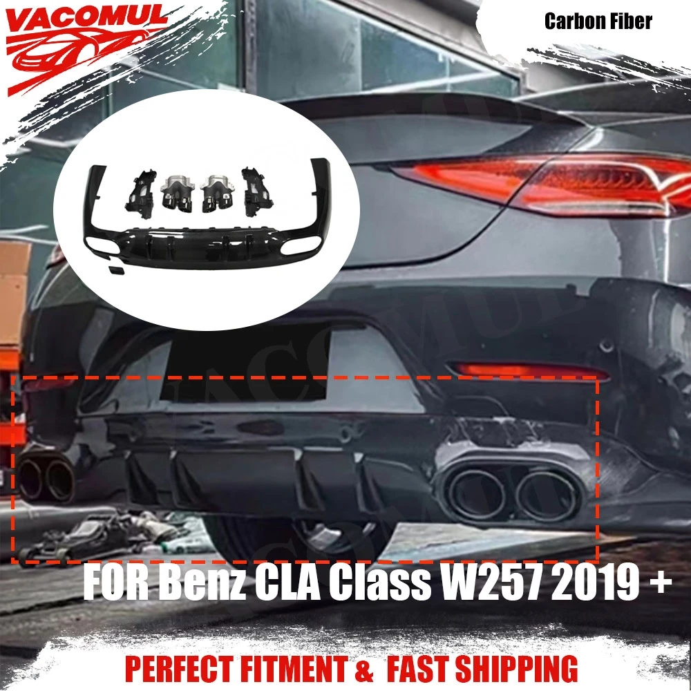 

VACOMUL Rear Diffuser For Mercedes Benz CLS Class C257 CLS260 300 350 450 CLS53 AMG 2019+ Rear Diffuser Tips Carbon Fiber