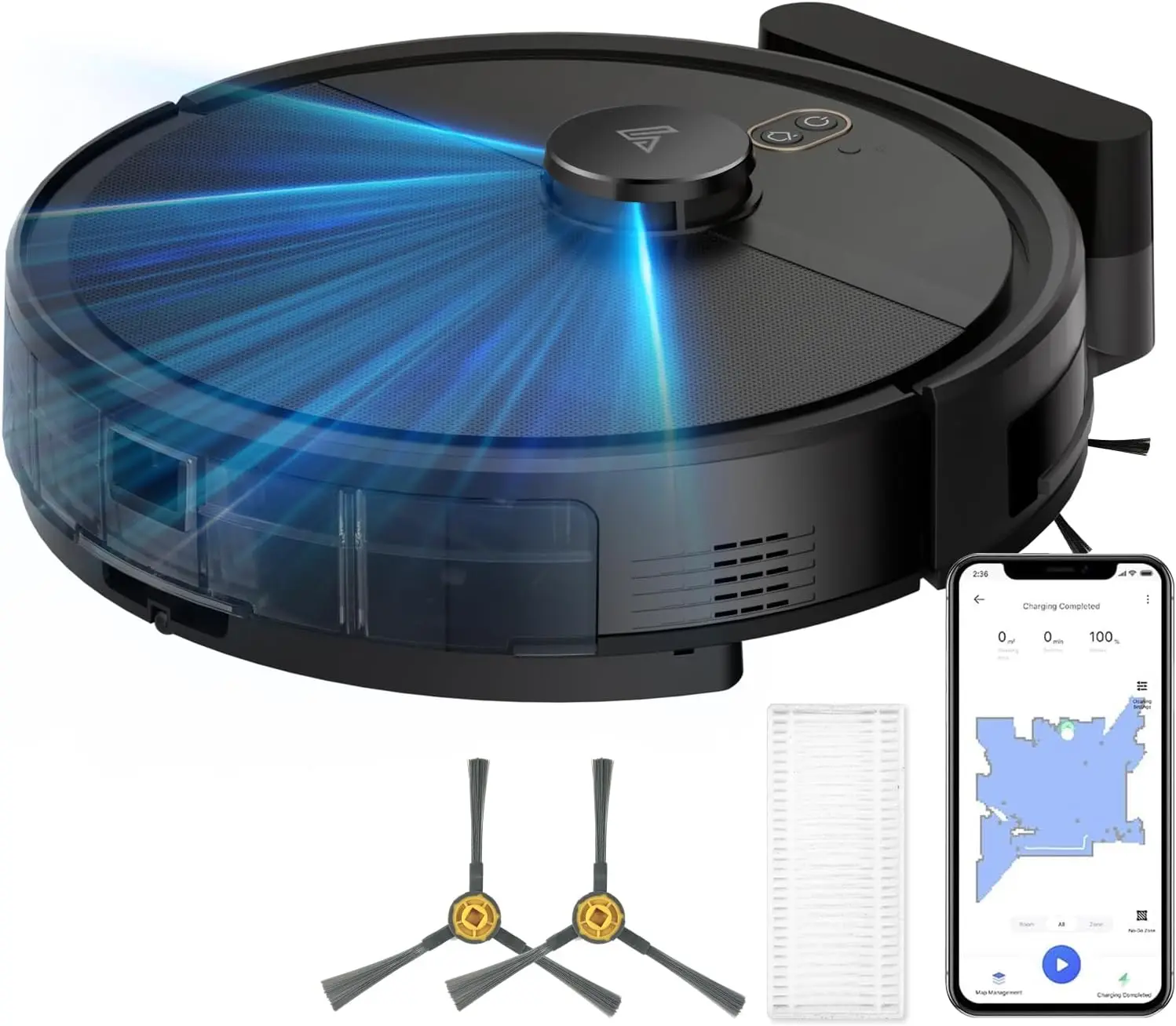 Robot Vacuum and Mop Combo with LiDAR Navigation, Smart Mapping, Strong Suction, WiFi/App/Alexa Control for Home Floors