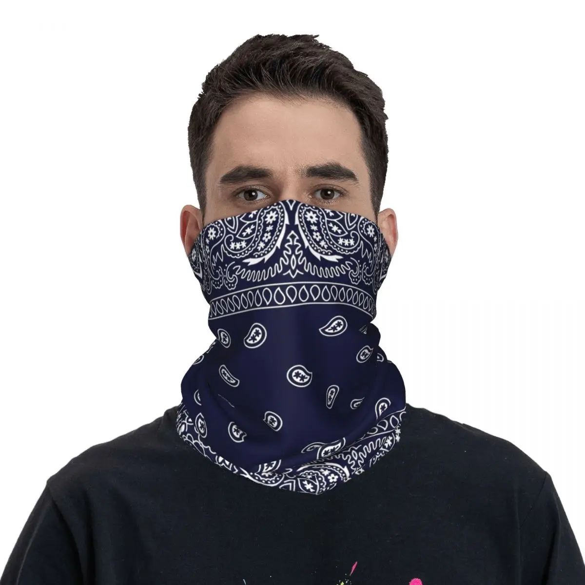 Balaclava lavável unisex para adultos, Bandana azul marinho, Tampa do pescoço da motocicleta, Cachecol do rosto do clube