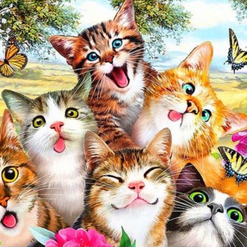 70*100cm 2000pcs Advanced Paper Jigsaw Puzzle The Cat Family Animal Painting Stress Reducing Blazing with Color Christmas Gift