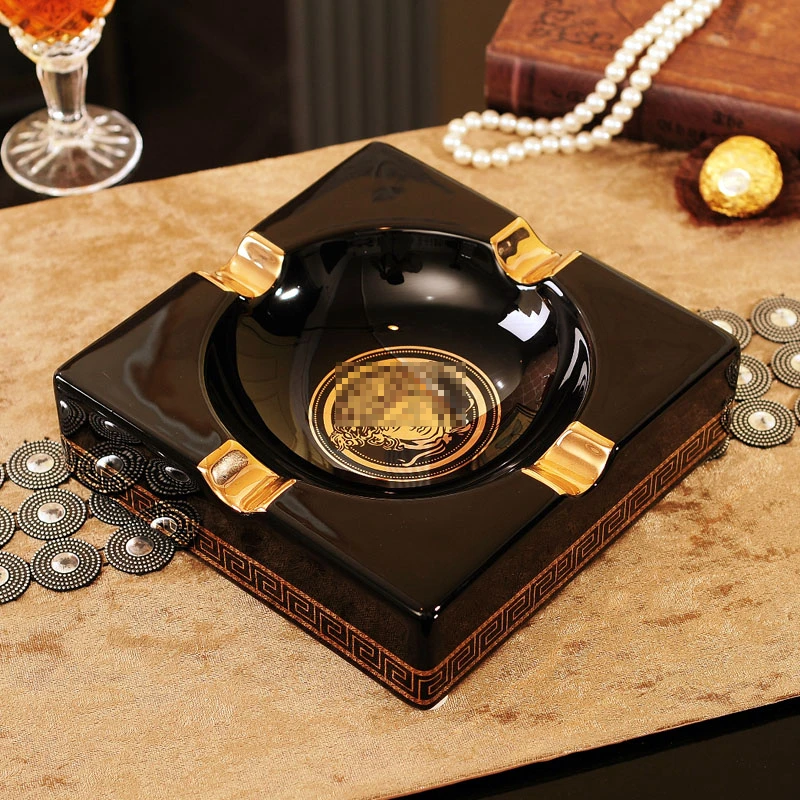 European Black Ceramic Ashtray Home Hotel Fashion Cigar Ashtray