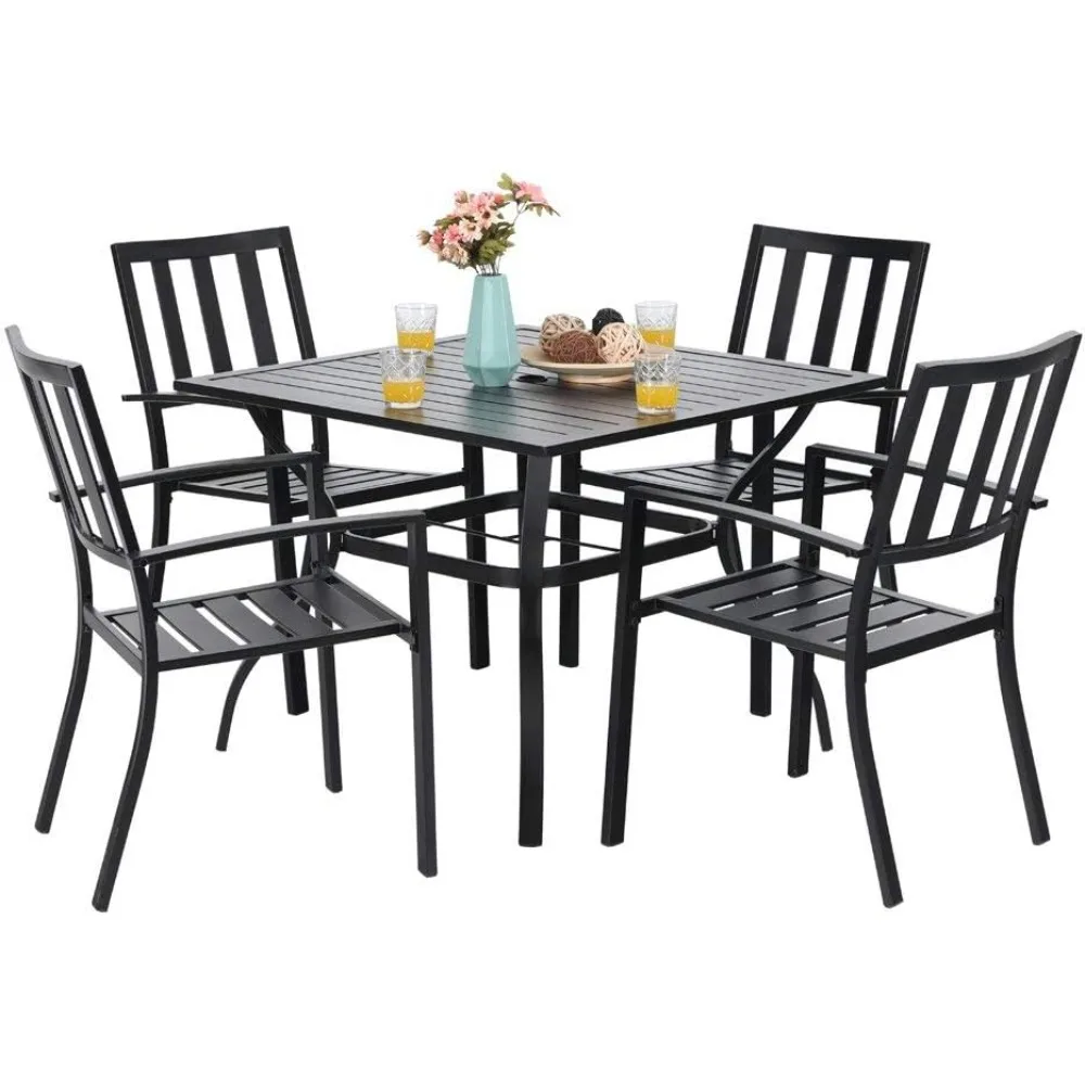 5 Pieces Metal Patio Table Outdoor Club, 1.57