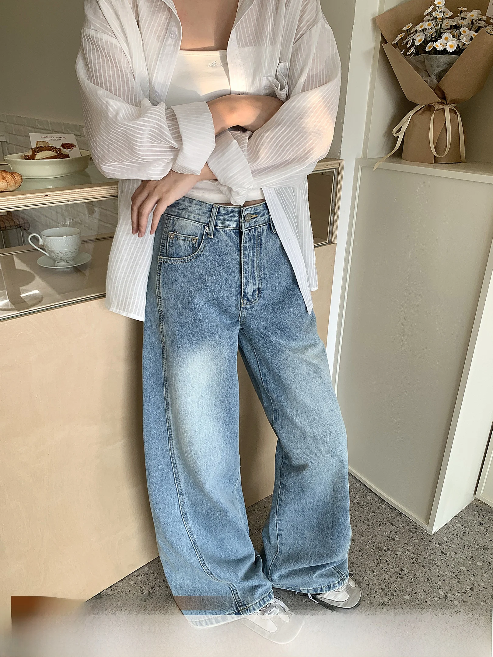 

Waed Original Jeans Loose Casual Straight Leg Slimming Women's Jeans Versatile Spring Summer Autumn Cotton l Waist