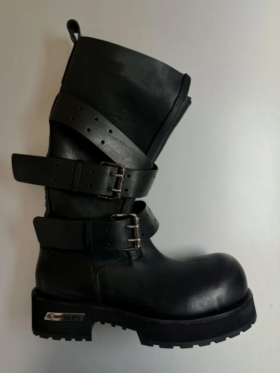 

Ботинки Miey с большой головкой ex Belt Bule k, рабочая одежда, мотоциклетные ботинки в стиле ретро, ботинки Vm Faion, ботинки до середины икры, застежка-молния