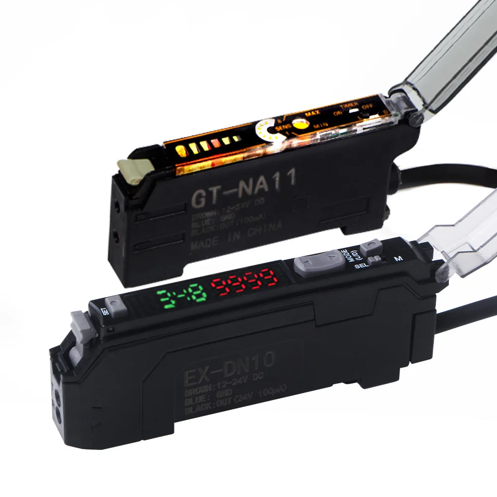 GTRIC 90 Degree Fiber Sensor With Amplifier Kit NPN High Speed Response Photoelectric Switch Industrial Small Object Detection